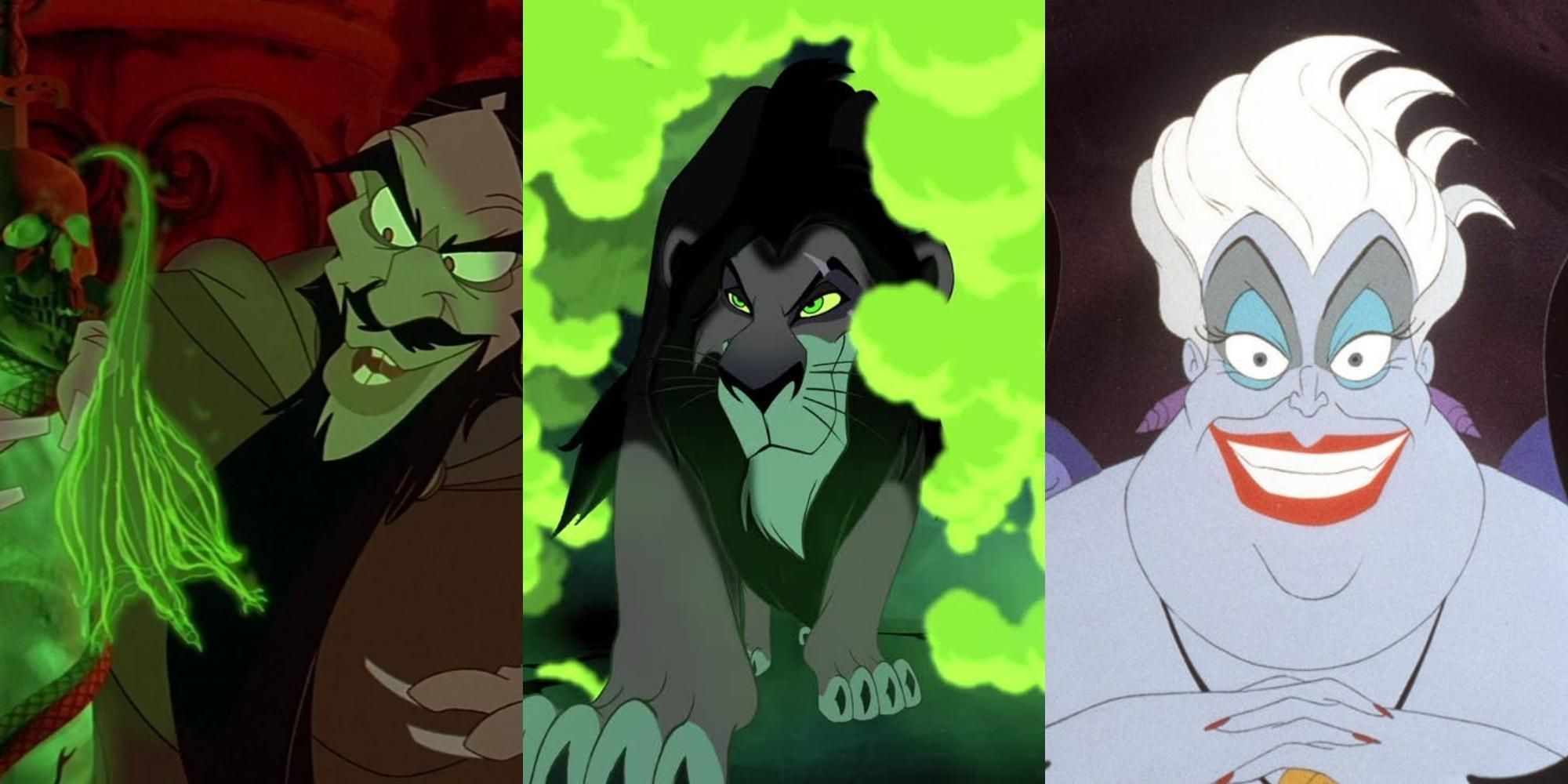 Grigori Rasputin in Anastasia, Scar in The Lion King, Ursula in The Little Mermaid